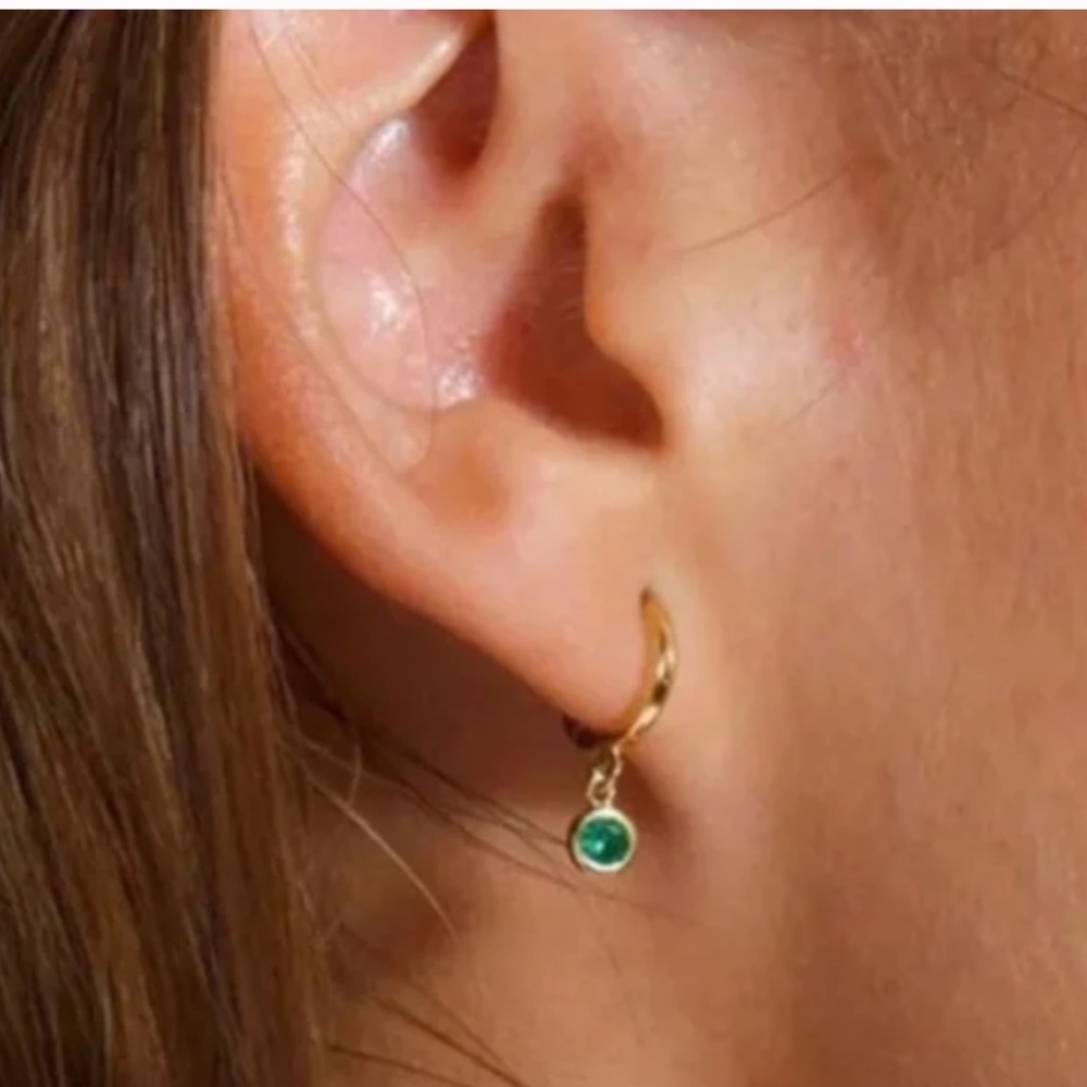 ✨ FREE Emerald Hoop Charm Drop Boho Peasant Art Deco Farm Chic Hipster Earrings